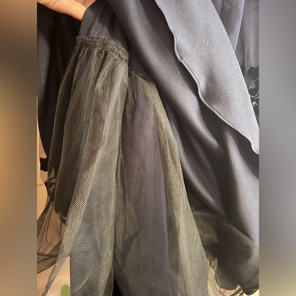 Vintage Whimsigoth Navy Floral Gown Style Skirt Only - Picture 3 of 9